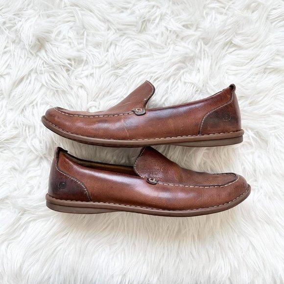 BORN Mens Driving Loafer Size 13M  Brown Leather Slip On Shoes Comfort Excellent - Picture 7 of 8